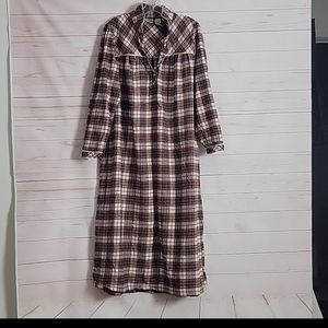 LL Bean Womens Christmas Plaid Nightgown Smal Red White Green 90s VINTAGE